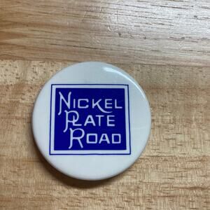 Nickel Plate Road Railroad Pinback Pin. Blue/White and 1 1/2 inch. Pre-Owned